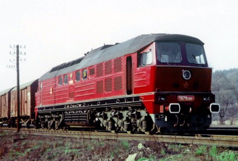 Stroj T679.2001 v celé své kráse na trati u Skalice nad Svitavou 23.3.1974. Foto Ing. Ondřej Řepka  