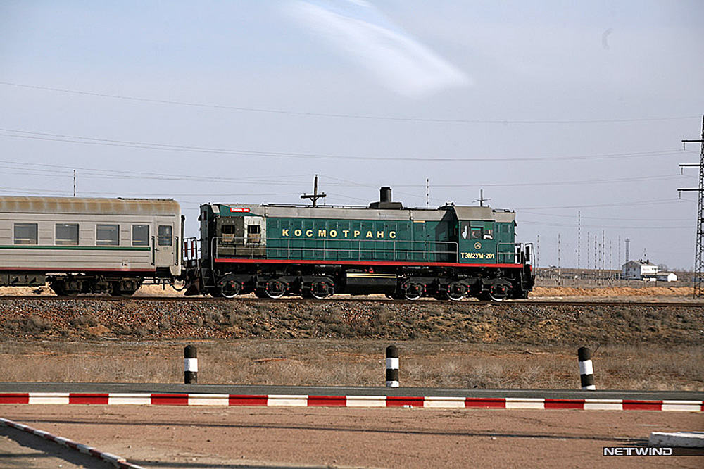 Bajkonur - nedatovaný snímek soupravy v čele s lokomotivou TEM2